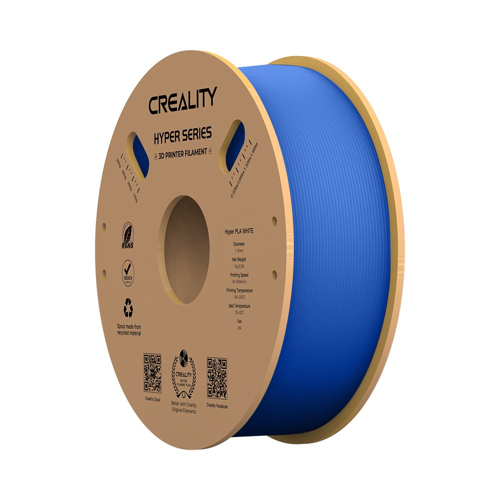 Creality Hyper Pla Filament Blue, Cartucho 3d Azul, 1 Kg, 1,75 Mm, En Rollo 3301010341