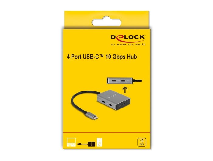 Delock 64249 Usb 10 Gbps Hub Usb Type-C De 4 Puertos Con Conector Usb Type-C