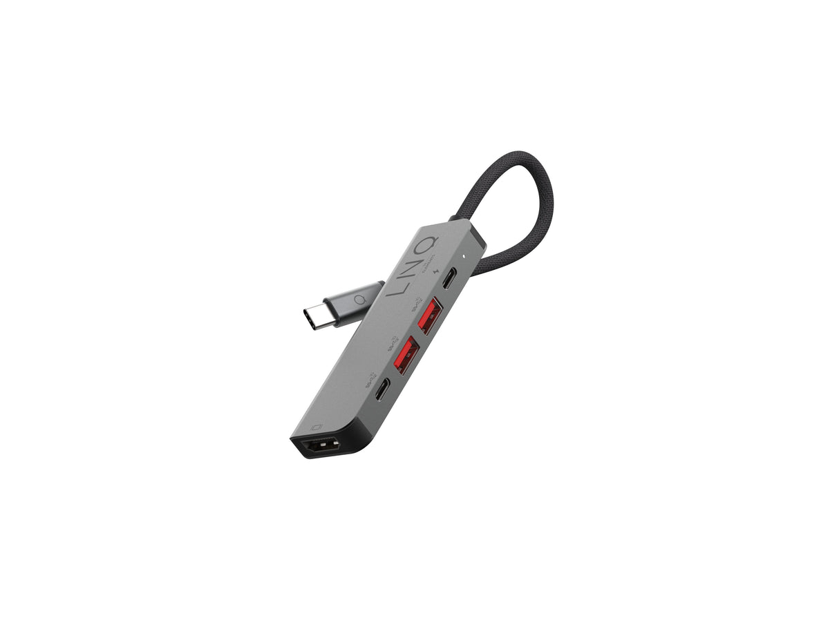 Hub Usb Tipo-C Linq Lq48014 1xusb Tipo-C 2xusb 1xhdmi 4k 1xusb Tipo-C Pd Gris