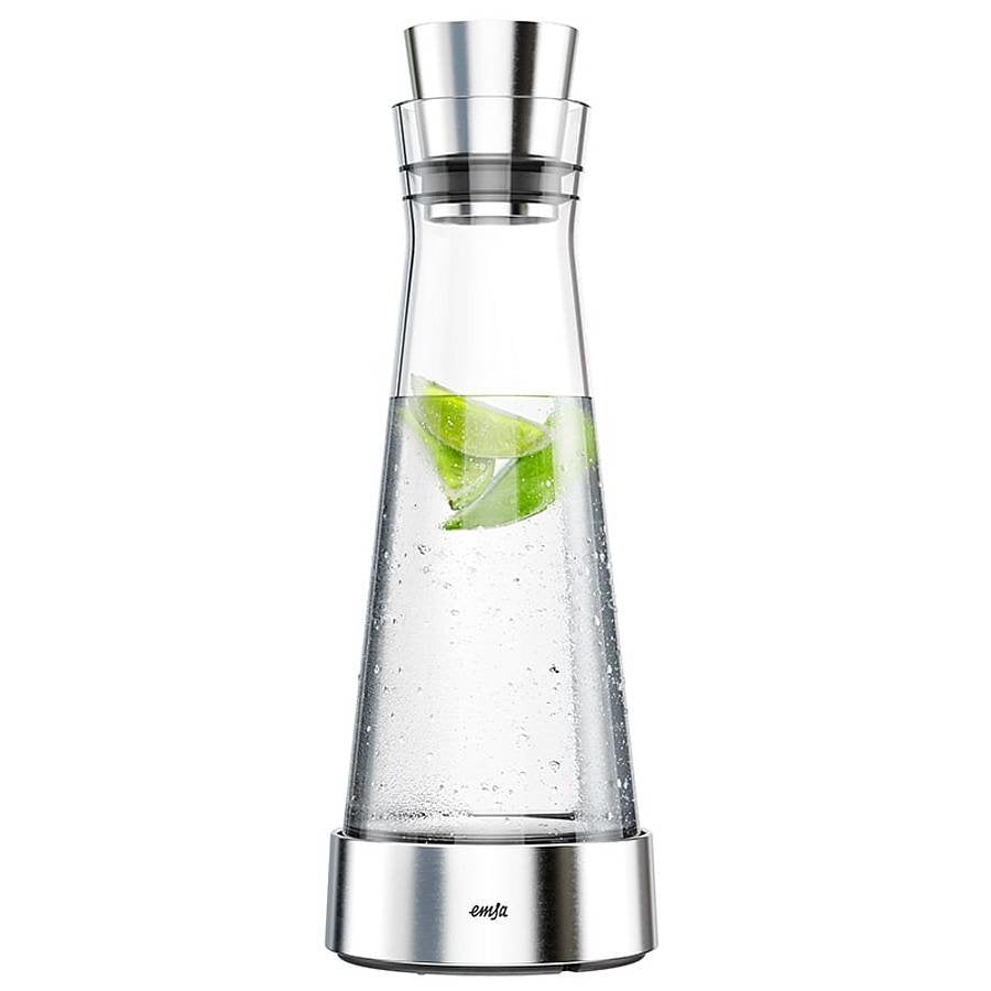 Jarra Refrigerante Emsa Flow Slim De Cristal, Jarra Transparente/Acero Inoxidable, Con Estación De Refrigeración 514233