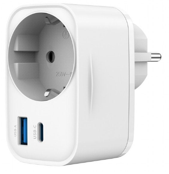 Cargador Rapido Gembird Usb De 2 Puertos Con Toma De Ca De Paso 20 W Blanco