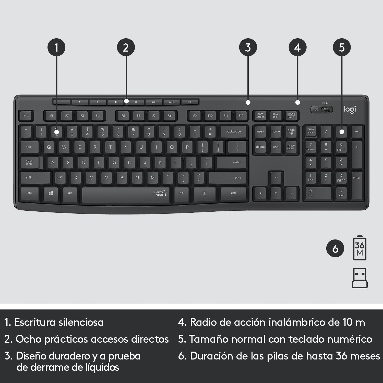 EAN 5099206092419 - Logitech 920-009798 teclado Ratón incluido Oficina USB QWERTY Español Grafito imagen 11