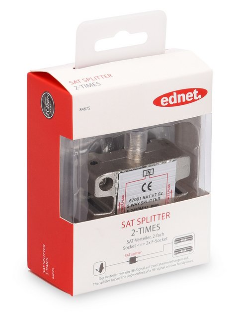 Ednet 84675 Cable Divisor Y Combinador Divisor De Señal Para Cable Coaxial Metálico