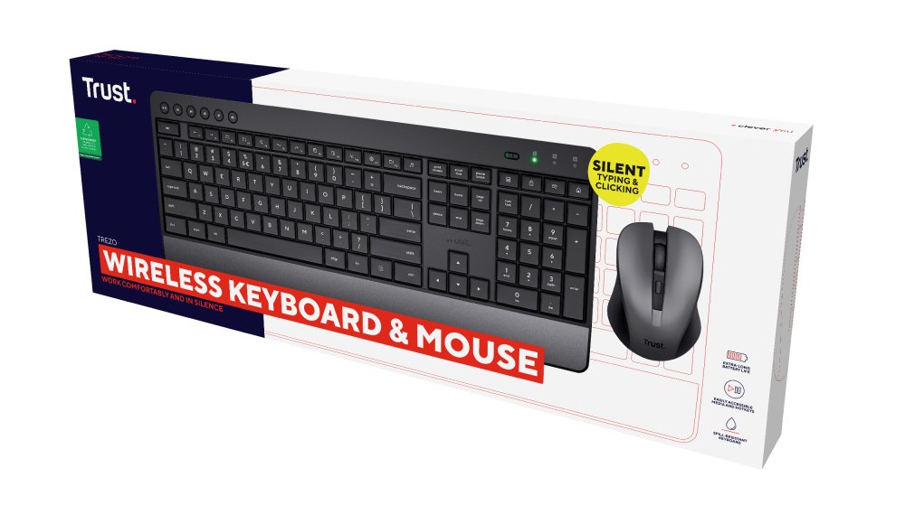 Teclado Trust Trezo Inalámbrico Completo Con Ratón Incluido Y Teclas Multimedia