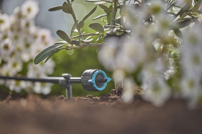 Gardena Micro-Drip-System Gotero Final Regulable 1-8 L/H, Autocompensante (Negro/Turquesa, 5 Piezas, Modelo 2023) 13304-20