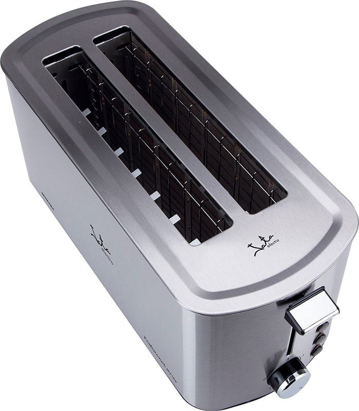 Tostadora De Pan Jata Tt1046 1400w Cuerpo Acero Inox 2 Ranuras 255*40mm 5 Posiciones Tostado Pulsador Parada Voluntaria