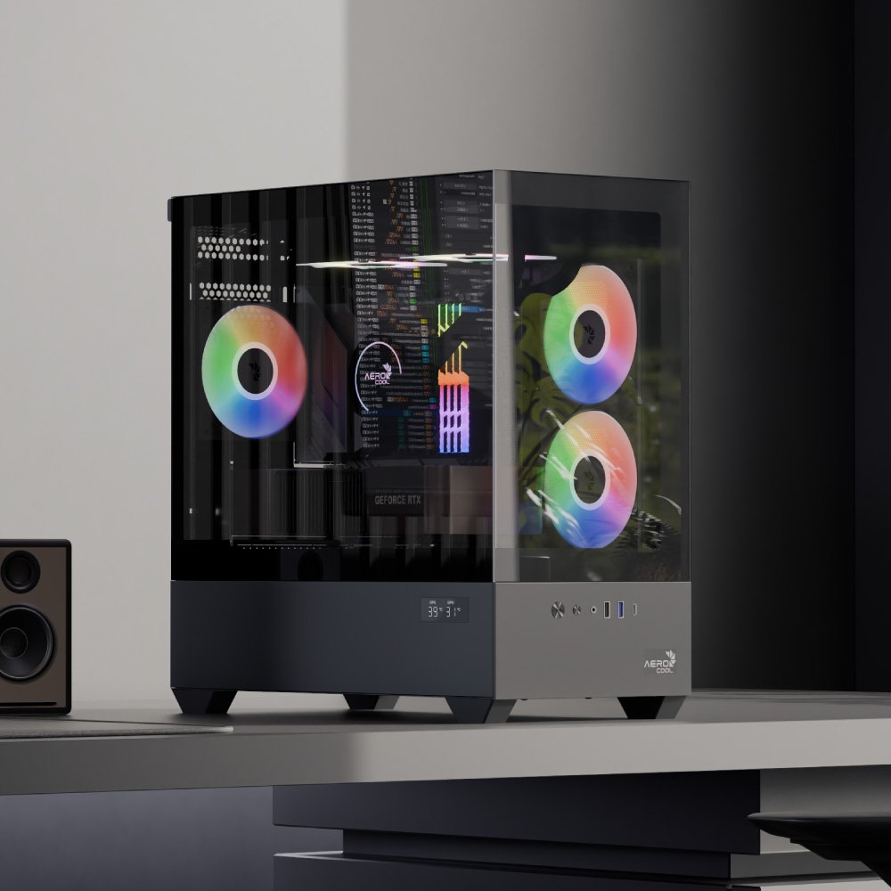 Caja Micro-Atx Aerocool P300d Digi Argb Cristal Templado Pr