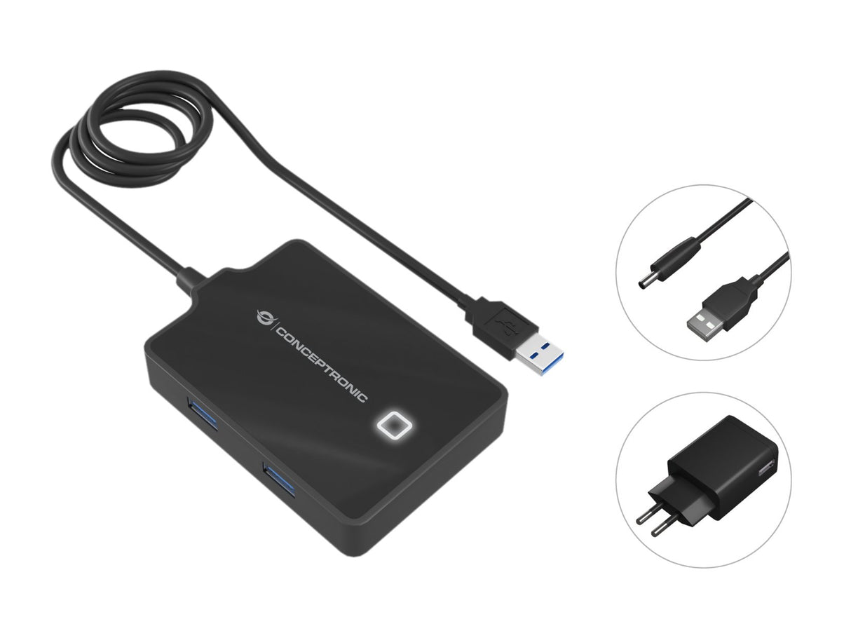 EAN 4015867226896 - Conceptronic HUBBIES11BP base para portátil y replicador de puertos USB 3.2 Gen 1 (3.1 Gen 1) Type-A Negr imagen 1