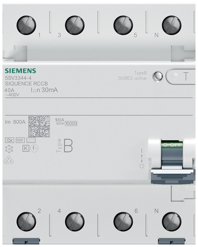 Siemens 5sv33444 Fi-Schalter 5sv3344-4 Typ B 40a 3+N-Polig 30ma 400v 4te