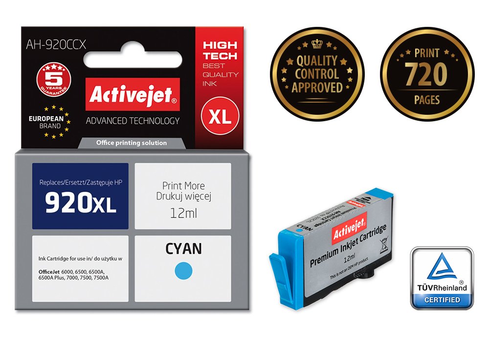 EAN 5901452158859 - Activejet AH-920CCX cartucho de tinta 1 pieza(s) Compatible Alto rendimiento (XL) Cian imagen 1