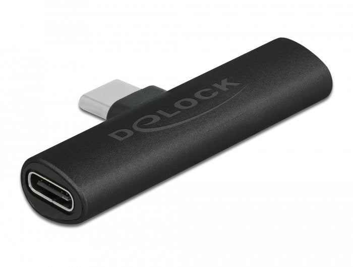 Adaptador De Delock Usb 2.0, Conector Usb-C 90 °> 2x Usb-C Socket Black, Pd, Compre Con Hasta 60 Vatios 64114