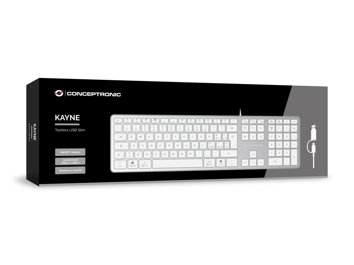 Conceptronic Usb Teclado Slim Usb-A/Usb-C Layout It Ws
