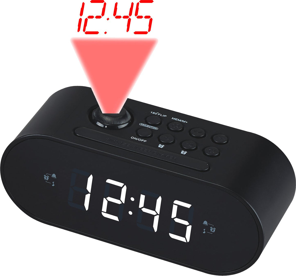 Denver Radio Despertador Crp-717 Radio Fm Proyeccion Alarma Dual Pantalla Led 0.9 Color Negro