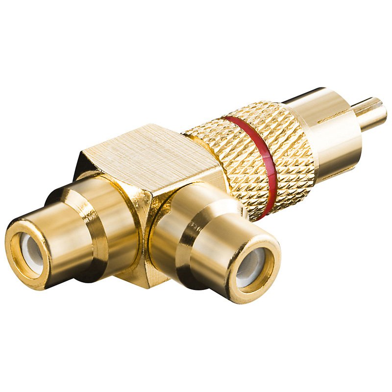 Adaptador 1xrca M A 2xrca H Oro-Rojo