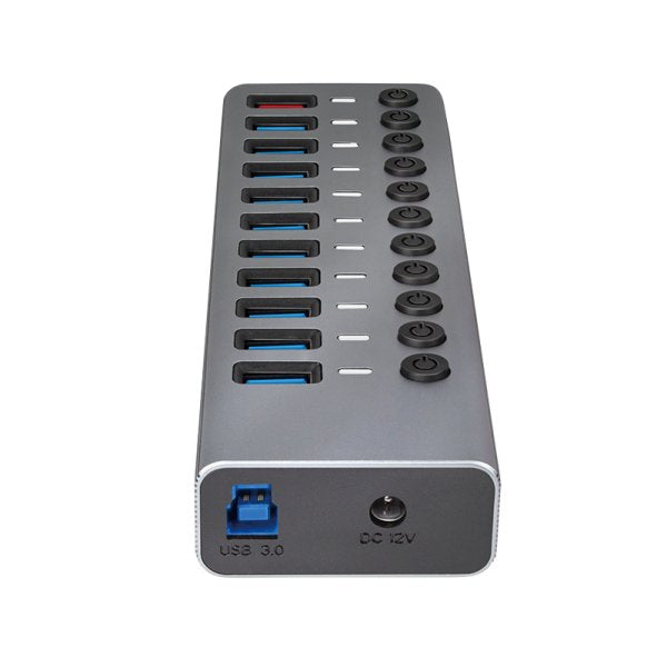 Hub Logilink Usb 3.2 10+1 Port Aluminum Grey Switch For Each Port, On/Off