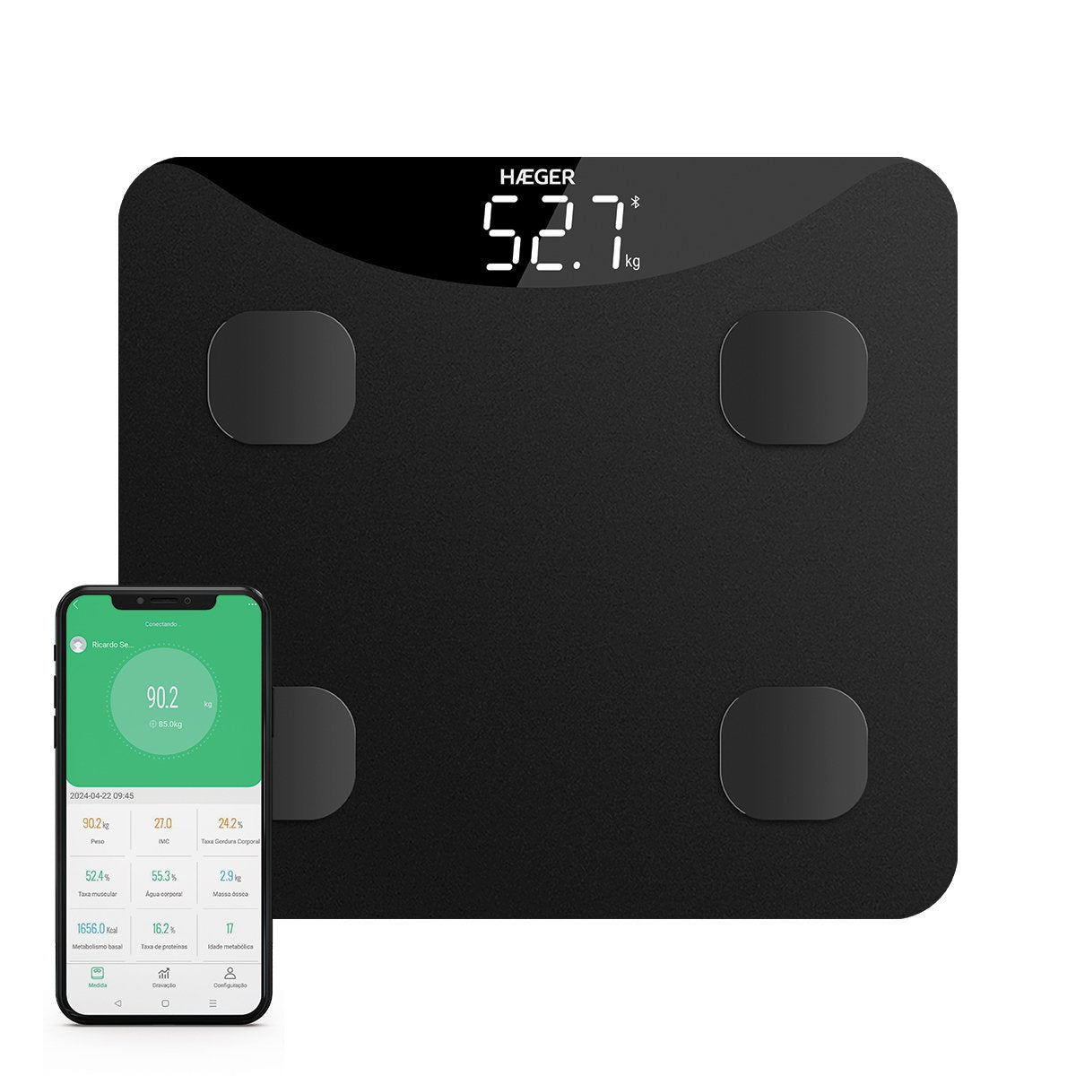 Haeger Inteliscale Plaza Negro Báscula Personal Electrónica