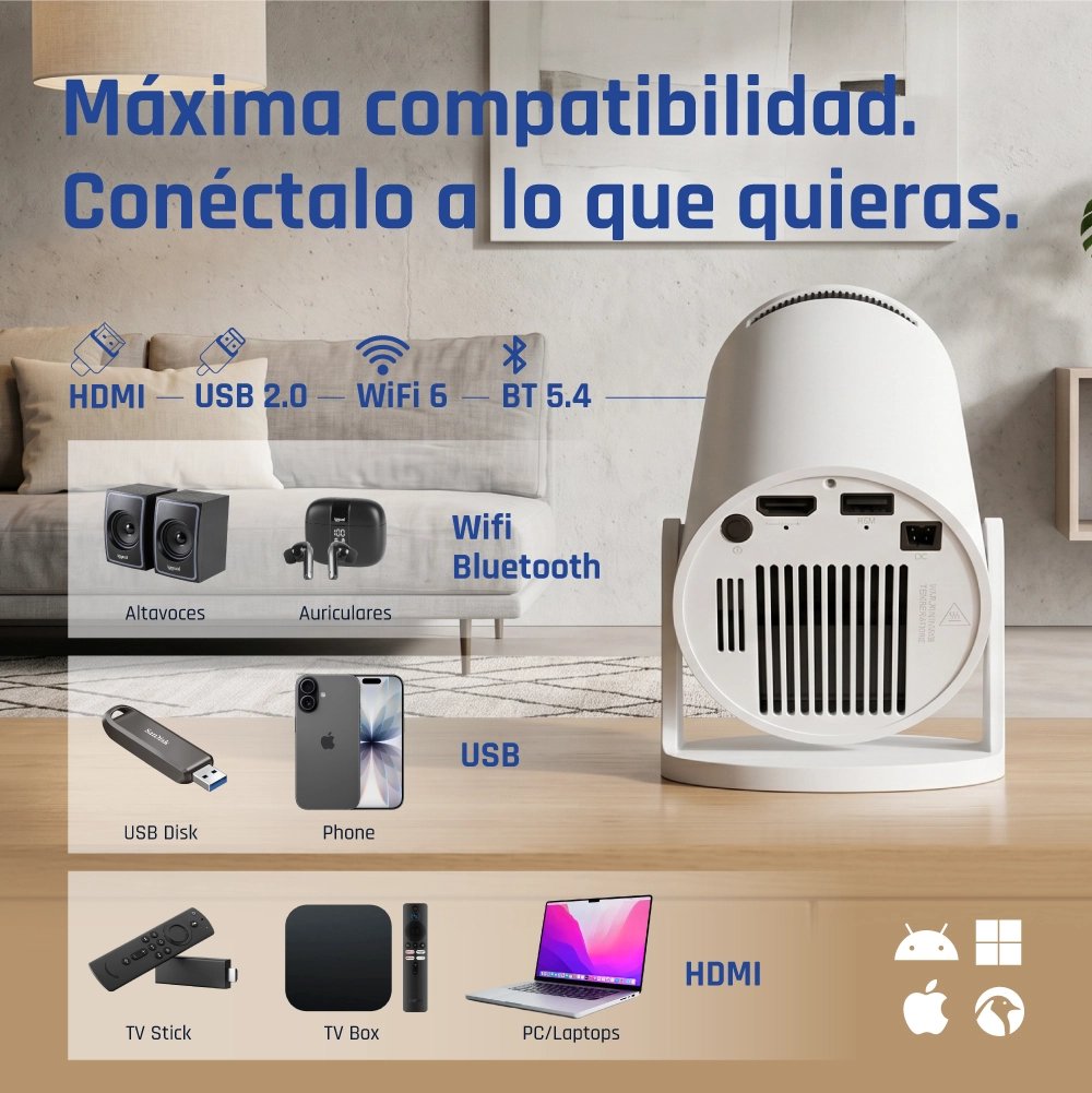 EAN 2521052419063 - iggual IGG318973+IGG318126 videoproyector 120 lúmenes ANSI 720p (1280x720) Blanco imagen 10