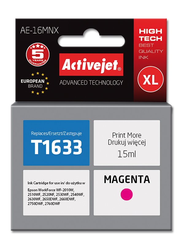 Tinta Activejet Ae-16mnx (Reemplazo Para Epson 16xl T1633 - Supreme - 15 Ml - Magenta