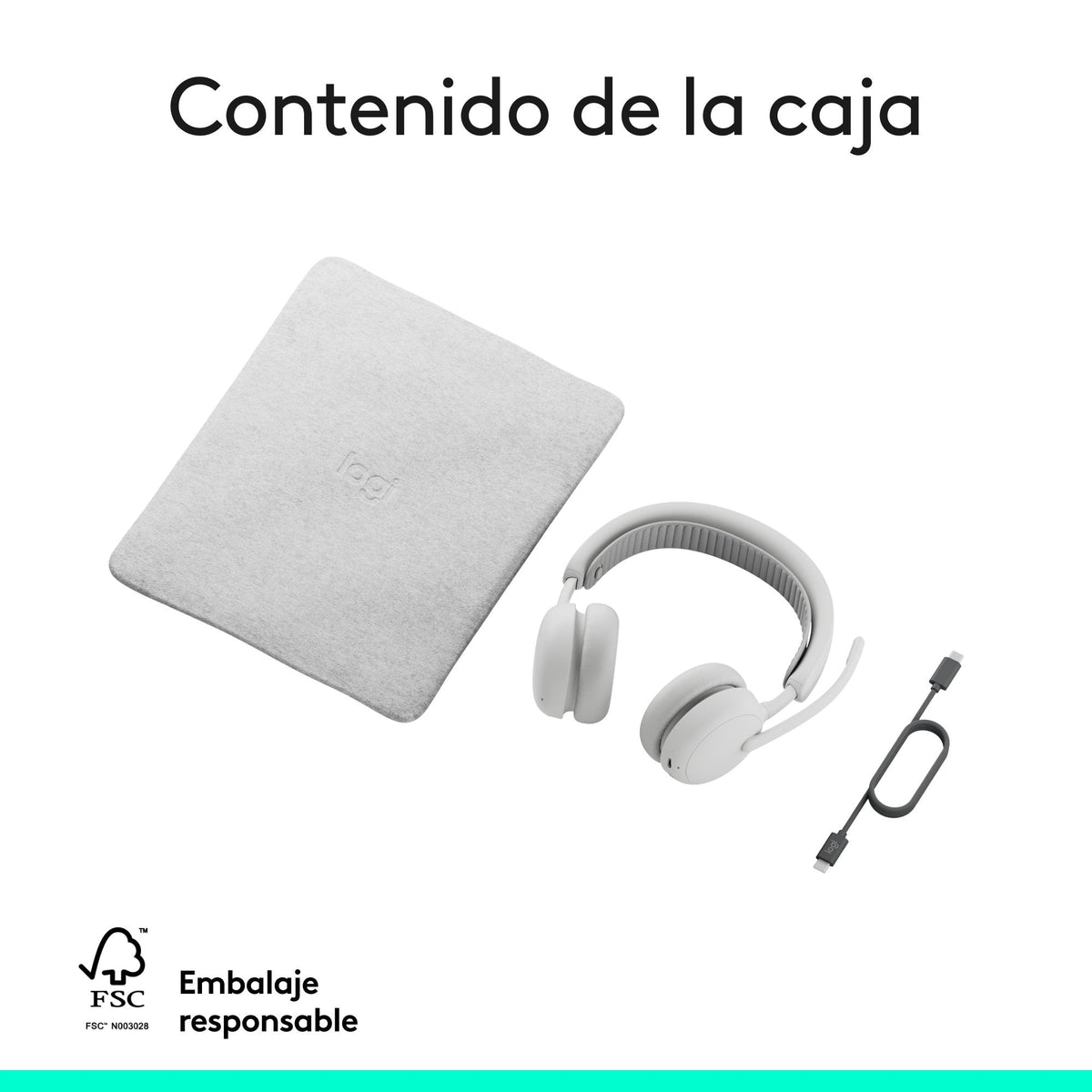 Auriculares Logitech Zone Wireless 2 Inalámbricos Bluetooth Con Cancelación De Ruido Blanco Crudo
