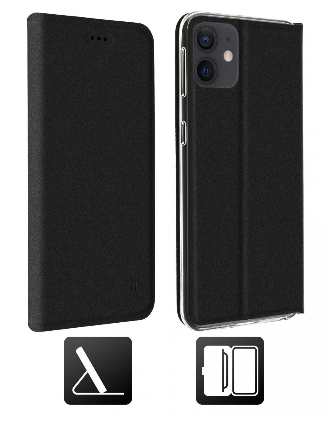 Akashi Funda Folio Con Stand Negro Apple Iphone 12 Pro