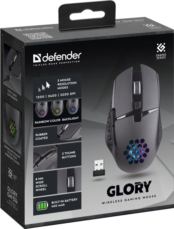 EAN 4745090820508 - Defender GLORY GM-514 ratón Juego mano derecha RF inalámbrico Óptico 3200 DPI imagen 3