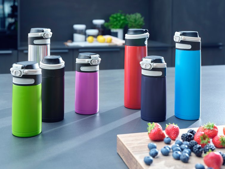 Leifheit 03247 Taza De Viaje 350 Ml Negro, Azul Acero Inoxidable