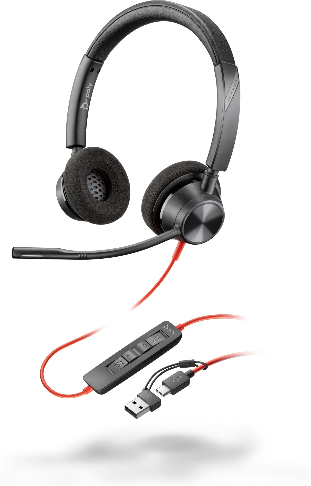 Hp Auriculares Estéreo Poly Blackwire 3320 Usb-C + Adaptador Usb-C/A