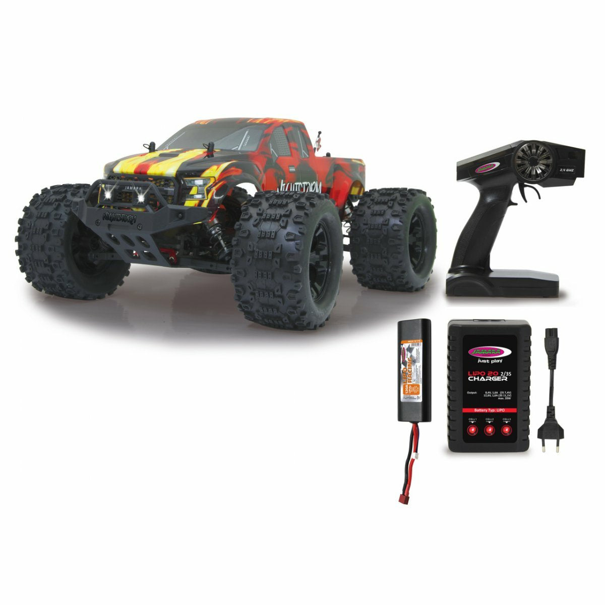 Jamara Nightstorm Monstertruck Bl 4wd 1:10 Lipo 2,4ghz Con Led