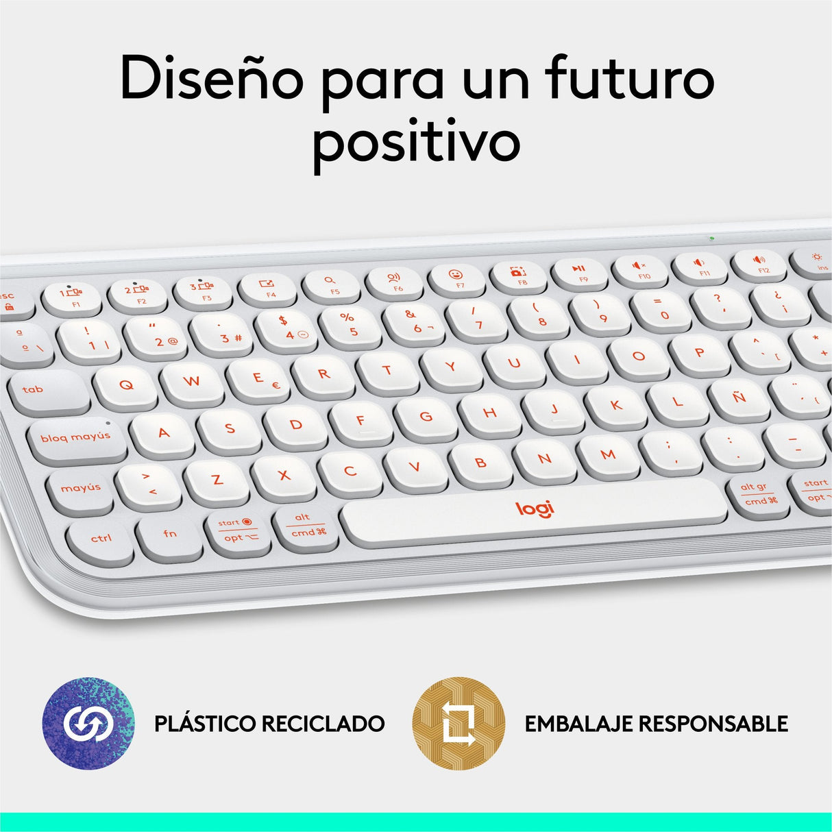 Teclado Esoañol Logitech Pop Icon Keys  Inalámbrico Bluetooth Le Qwerty Español Blanco Apagado Naranja