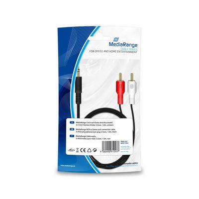 EAN 4260459612537 - MediaRange MRCS164 cable de audio 1 m 2 x RCA 3,5mm Negro imagen 1