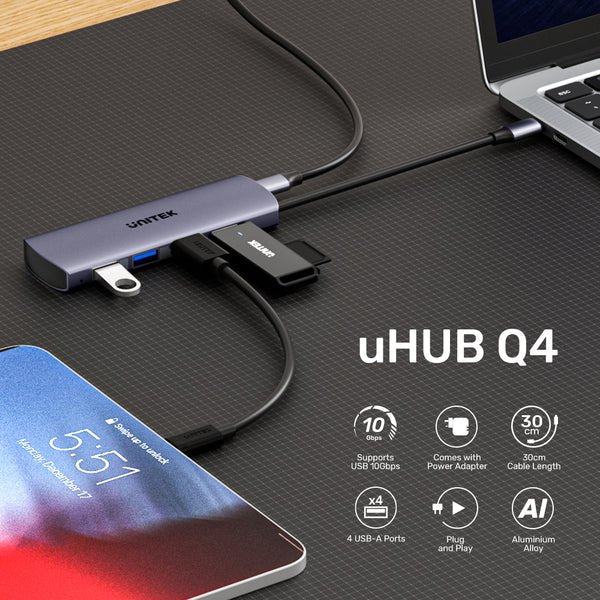 Unitek 4w1 Usb-C 10 Gbps 4x Usb-A