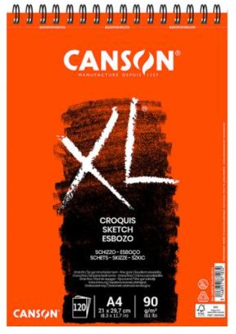 Canson Xl Bloc De Croquis Con 120 Hojas A4 - Espiral Microperforado - 21x29.7cm - 90g - Color Marfil