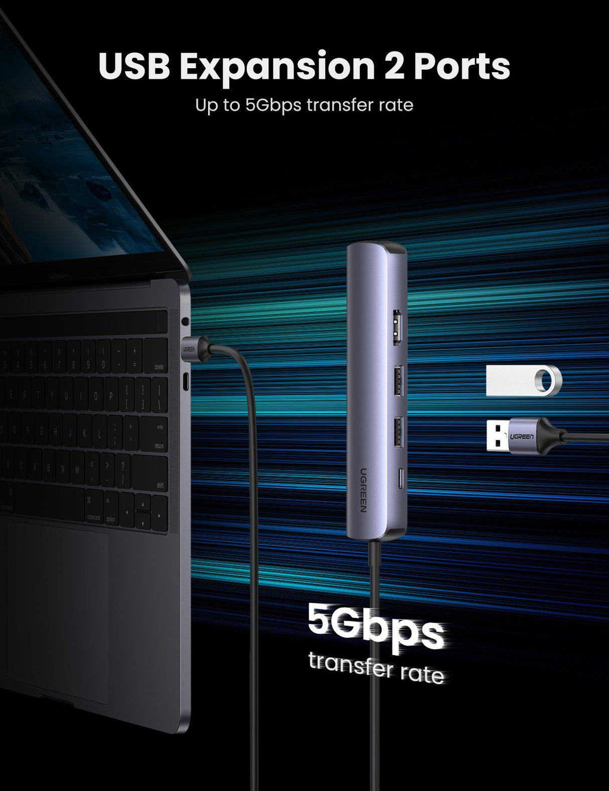 EAN 6957303819195 - Ugreen 10919 base para portátil y replicador de puertos Alámbrico USB 3.2 Gen 1 (3.1 Gen 1) Type-C Gris imagen 6