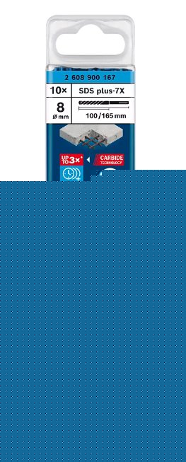Bosch Professional Expert Taladro Percutor Sds-Plus-7x, Ø 8 Mm, 10 Piezas Longitud Útil 100 Mm 2608900167