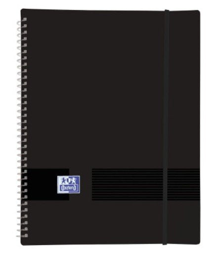 Oxford Carpeta Con 30 Fundas Cristal 50 Micras Espiral A4 Cierre C/Goma Plástico Opaco Negro