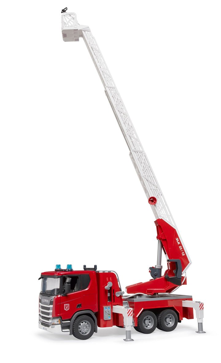Bruder Scania Super 560r Bombero Con Escalera Giratoria, Bomba De Agua, Luz Y Sonido, Modelo De Vehículo 3591