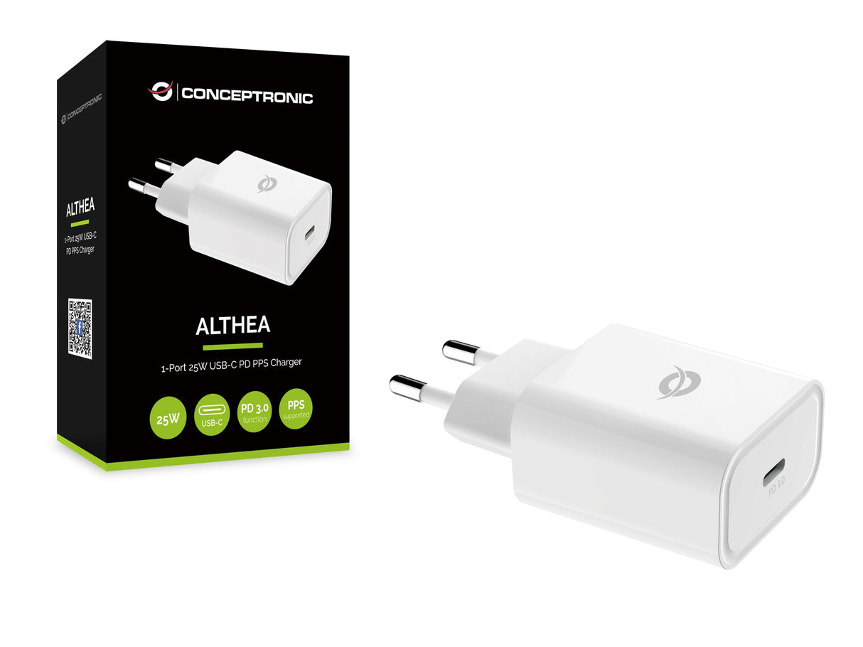 Cargador De Pared Quick Charge   Pd  1puerto Usb-C Conceptronic Althea 25w