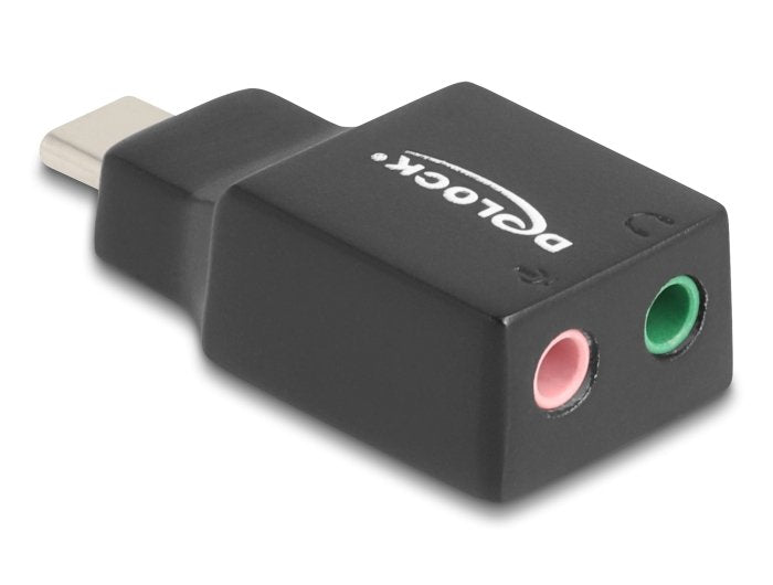 Delock Externe Usb Soundkarte Mit Usb Type-C Stecker Auf 2 X 3,5 Mm Klinkenbuchse Plug & Play Audio Adapter Schwarz