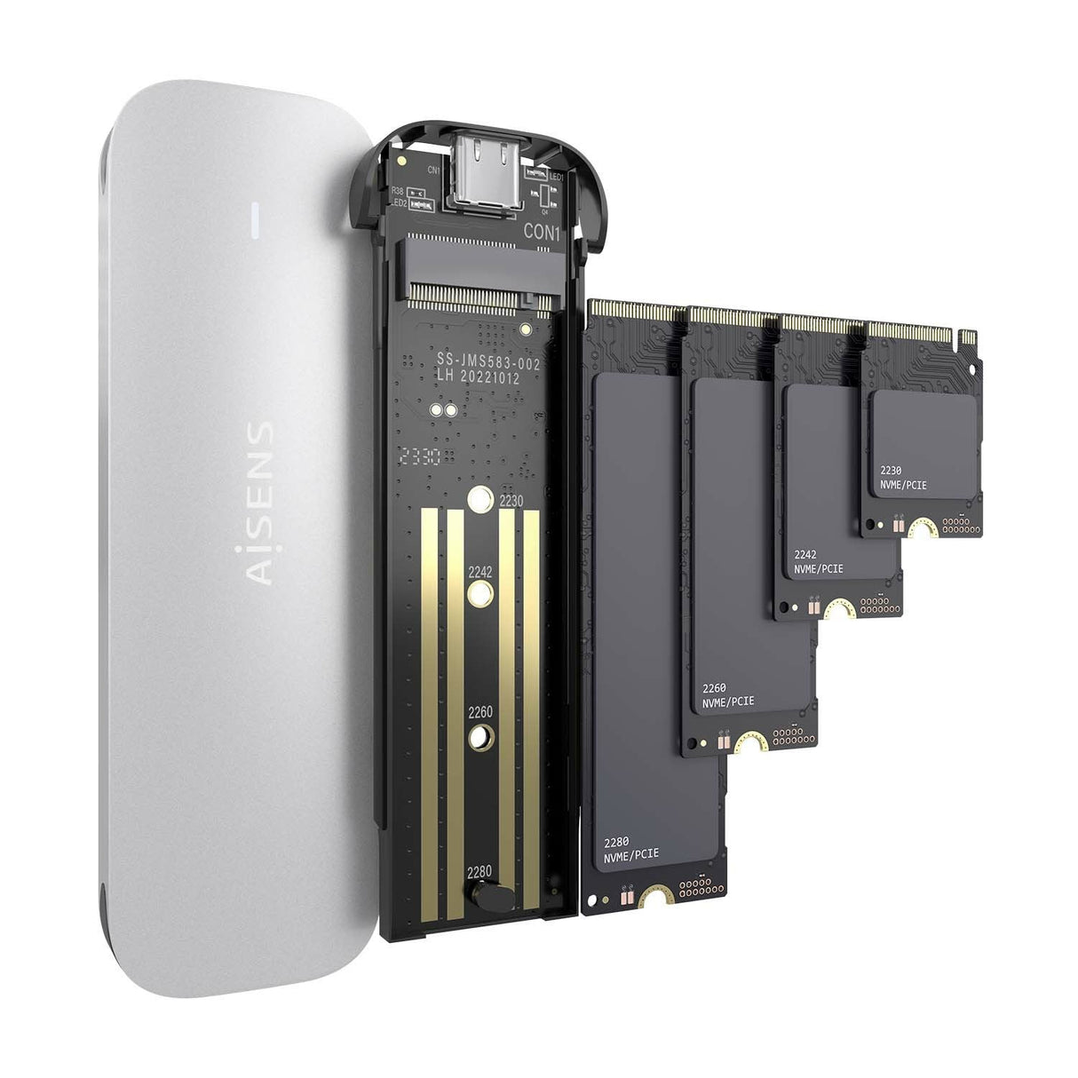 Aisens Caja Externa Para Disco Ssd M.2 Nvme Usb 3.2 Sin Tornillos Asm2-025sl