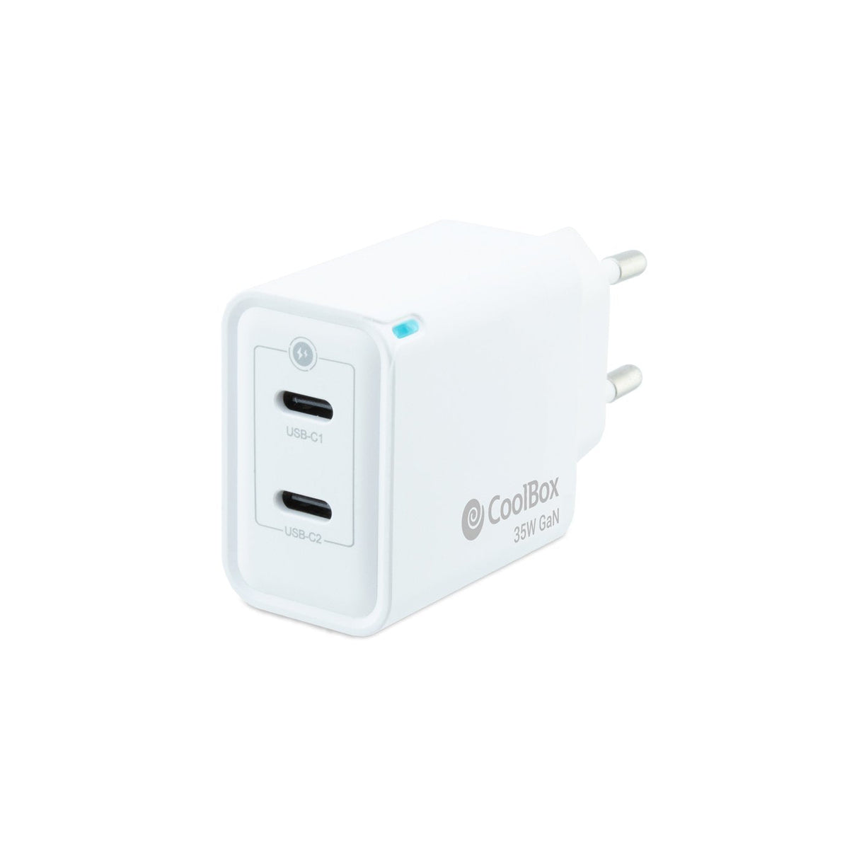 Coolbox Cargador Pared/Viaje 3.0 Gan Usb-C/Pd + Usb-C 35w Blanco Coolbox Máximo 35w/ 2xusb-C/ Quickcharge 3.0
