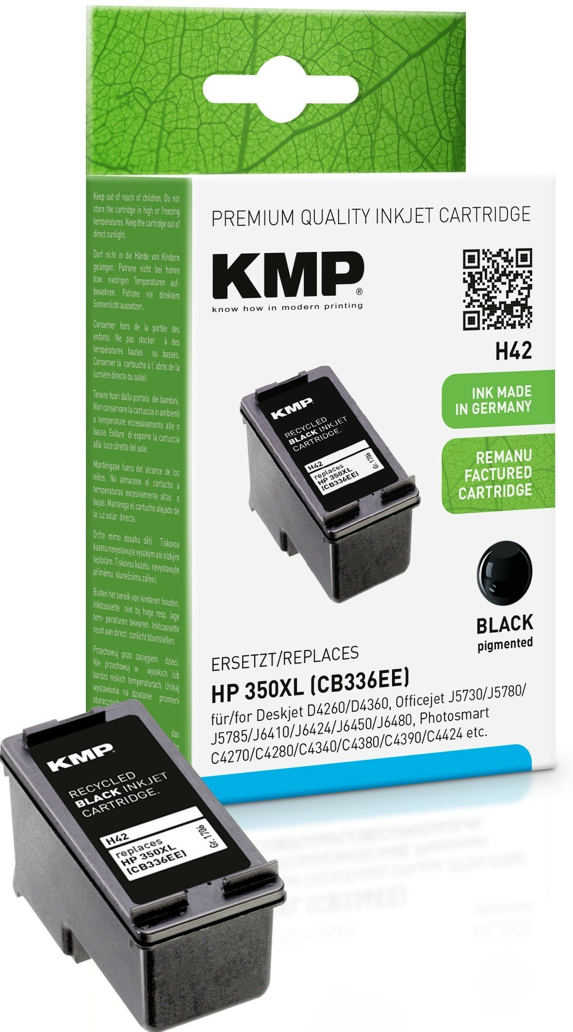 Cartucho Kmp Hp Cb336ee Nr.350xl Negro 1000 S. H42 Recargado