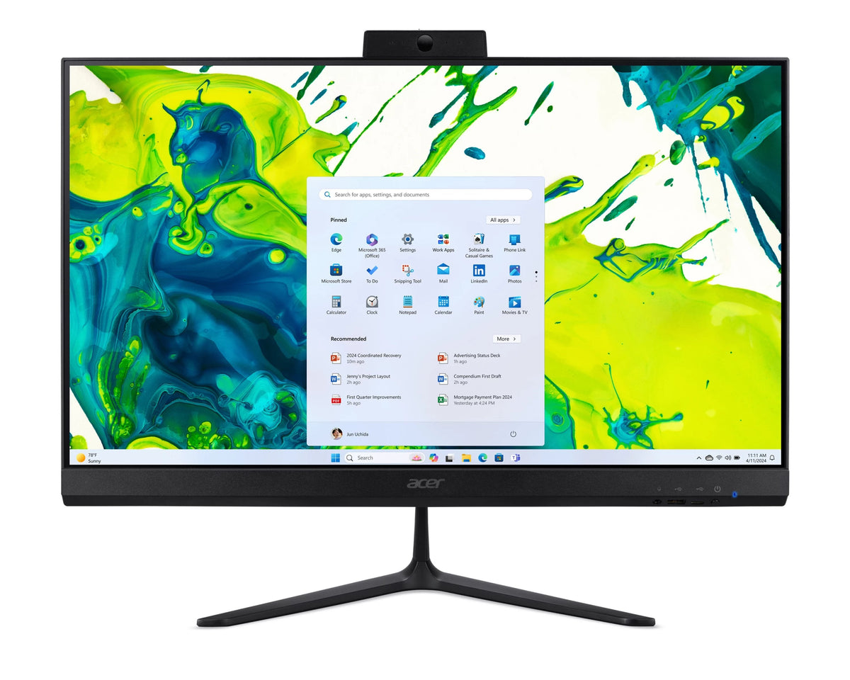 All In One Acer Aspire C24b Gczn 24" Full Hd Amd Ryzen 3 5400u 8gb Ram 512gb Ssd Radeon Onboard Graphics Windows 11 Home Negro