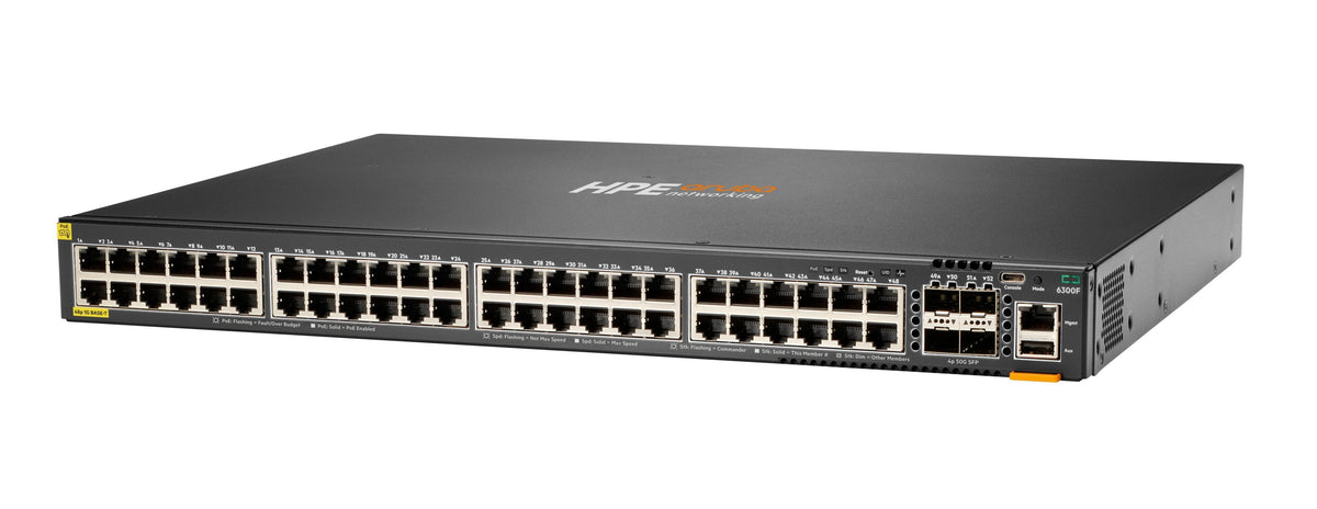 Aruba 6300f 48-Port 1gbe Class 4 Poe & 4-Port Sfp56 Gestionado L3 Gigabit Ethernet (10/100/1000) Energía Sobre Ethernet (Poe) 1u Gris