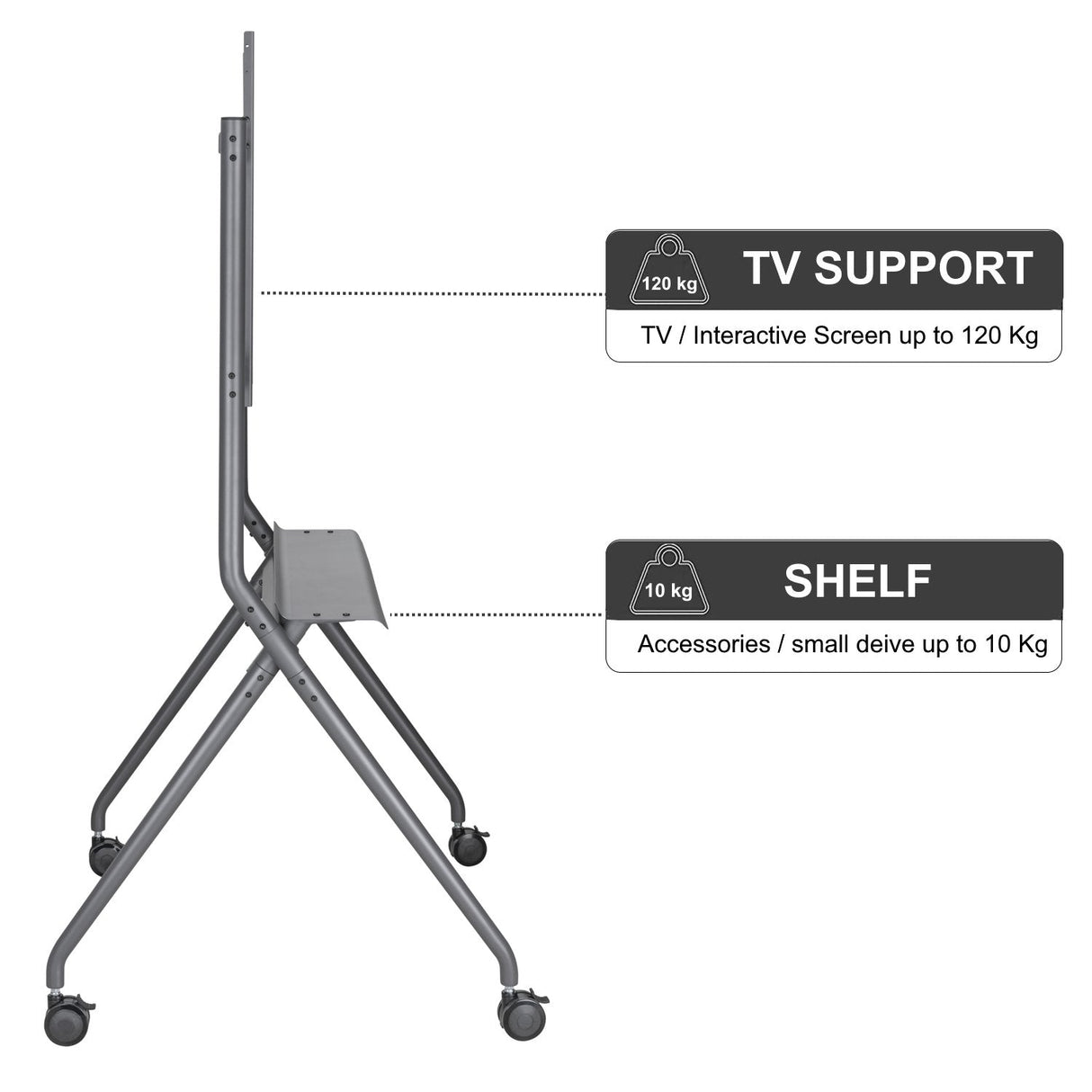 Pedestal Movil Para Suelo Ewent Ew1542 Para Tv De 50" 86" Carga Maxima 120kg