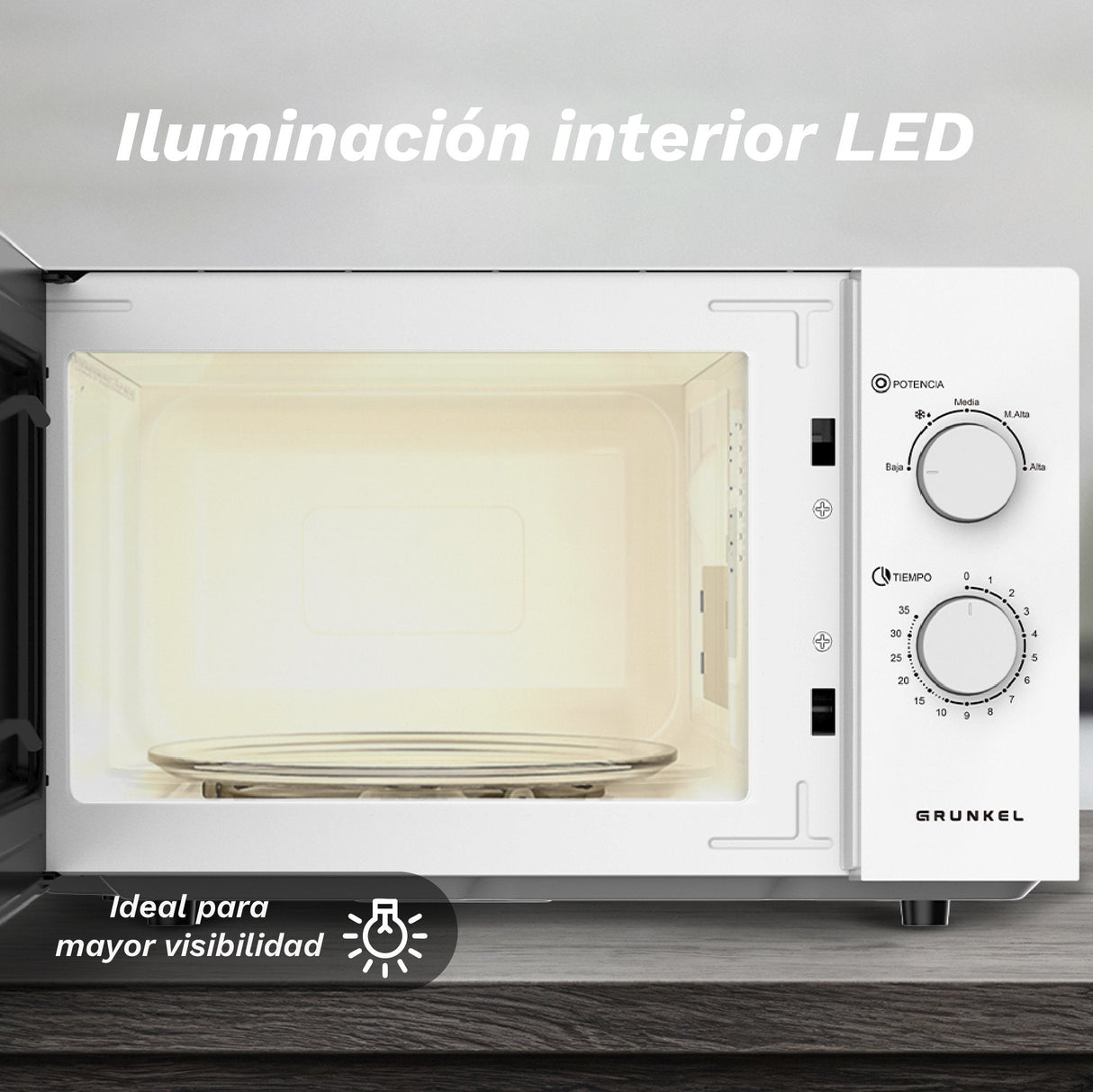 Microondas Grunkel Mw-25easy 850w Capacidad 25l Blanco