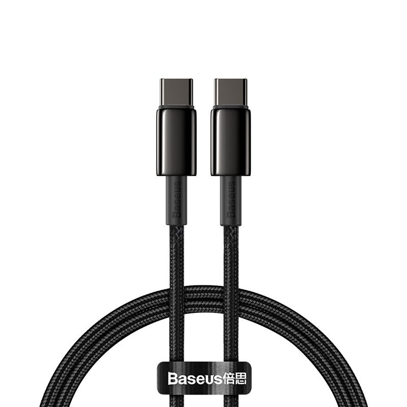 Baseus Type-C - Type-C Cable Tungsten Gold Fast Charging And Data 100w (20v/5a) 1m Black (Catwj-01)