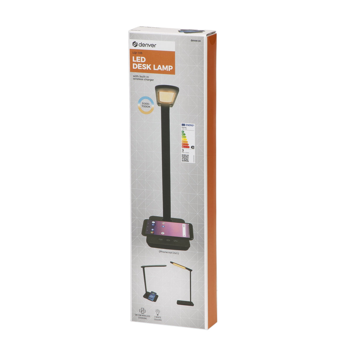 Lampara Led Denver Lqi - 105 Con Cargador De Movil Inalambrico 3 Tonos De Luz