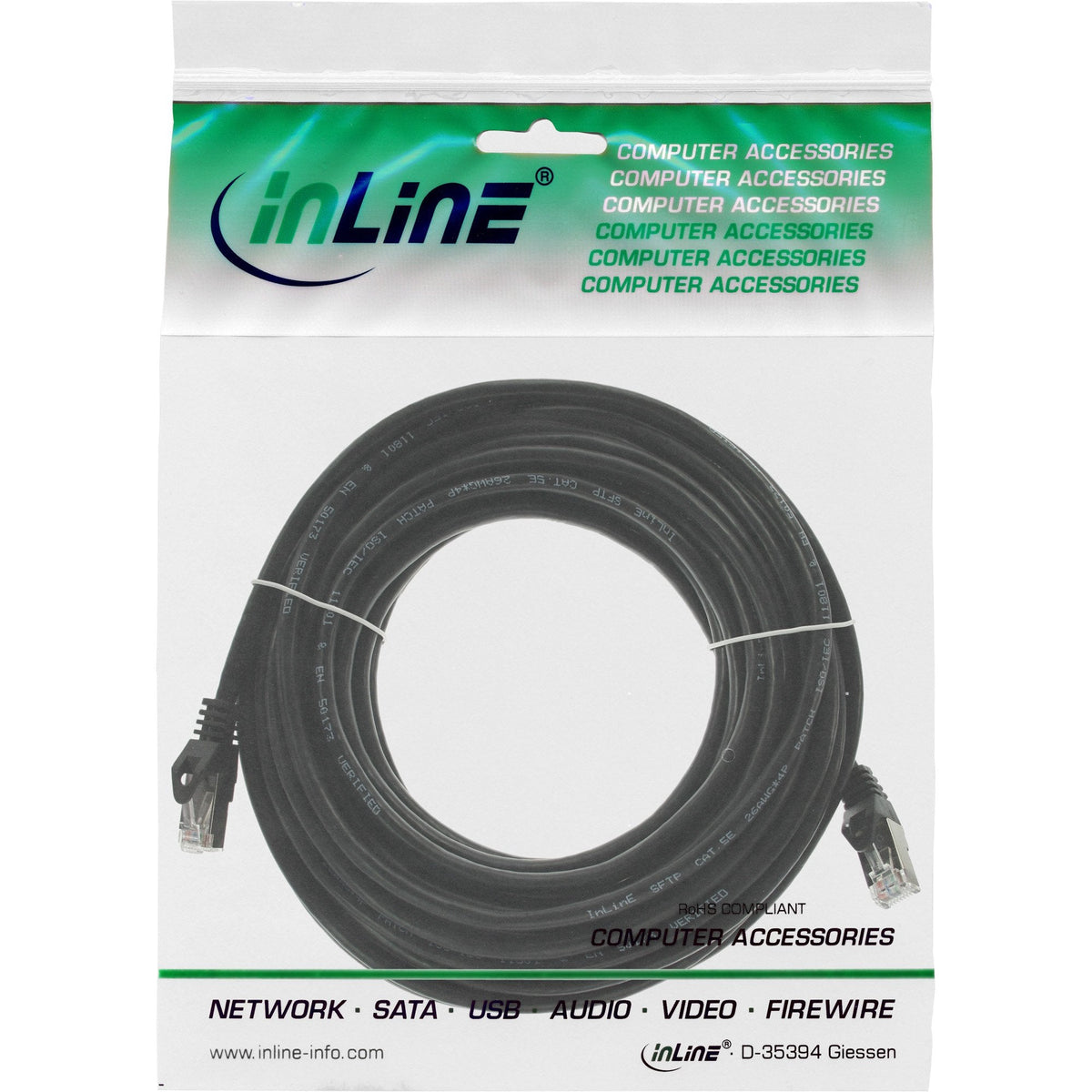 Cable De Red Inline Sf/Utp Cat.5e Negro 10m
