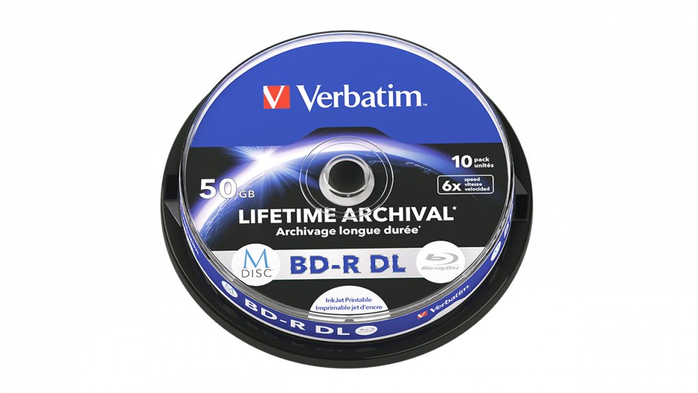 1x10 Verbatim M-Disc Bd-R Bluray 50gb 6x Speed Cakebox Printable