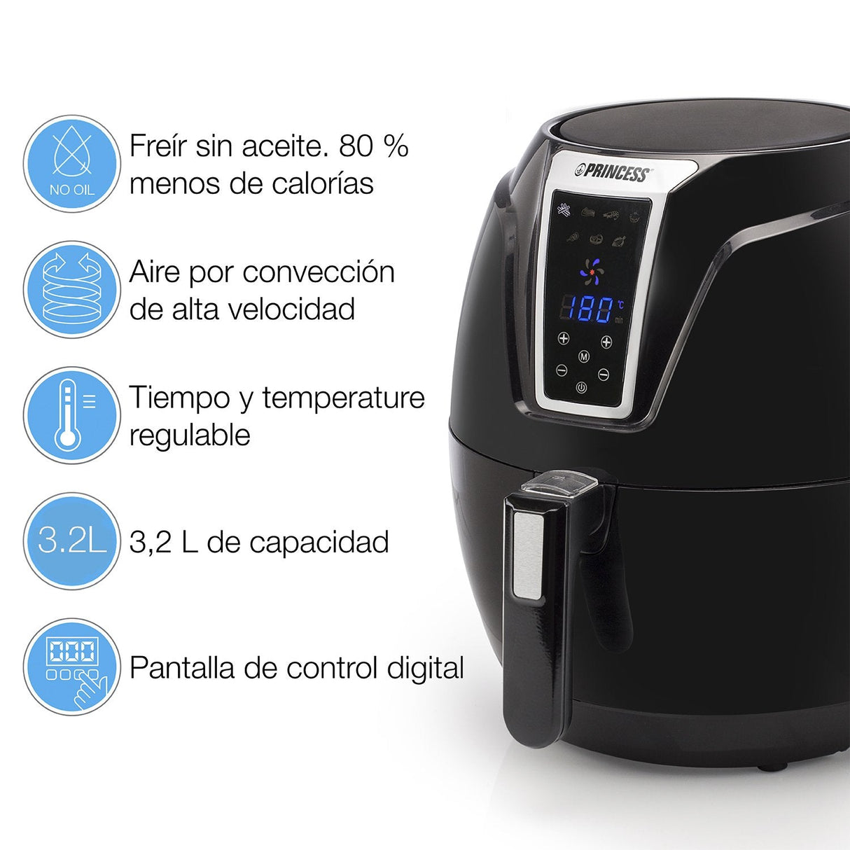 Princess Aerofryer Digital Xl Freidora Sin Aceite 1400w